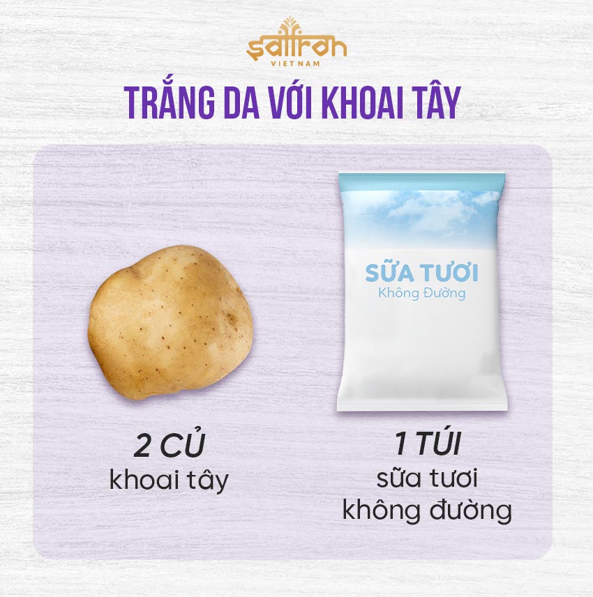 1. Cách làm trắng da tay, chân với khoai tây và sữa tươi